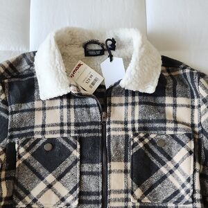 Wesc Black and Cream Plaid Teddy Jacket